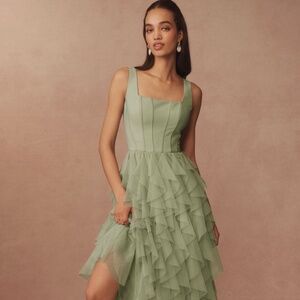 BHLDN Talia Square Neck Corset Tulle Midi Dress